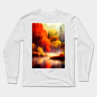 Colorful Autumn Landscape Watercolor 5 Long Sleeve T-Shirt